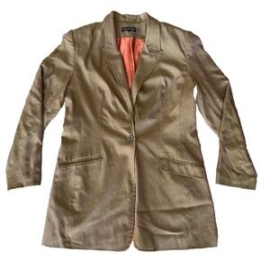 Vintage Blazer Long Jacket Single Breasted Preppy Academia Iridescent Army Green